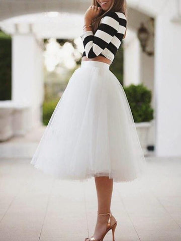 Airchics mi-longue jupe plissé taille élastique tutu en tulle élégant femme